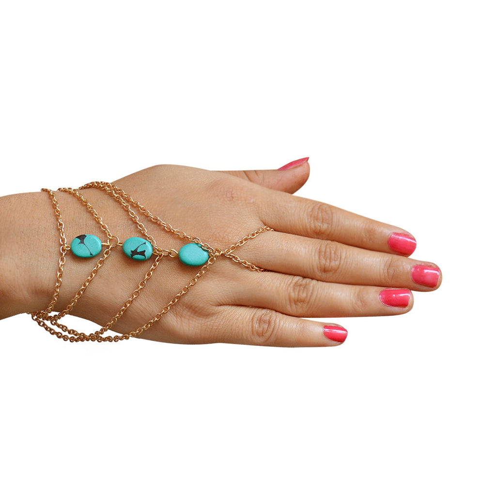 Gold-Plated Alloy Designer Hand Harness Bracelet - The Pari - Distacart