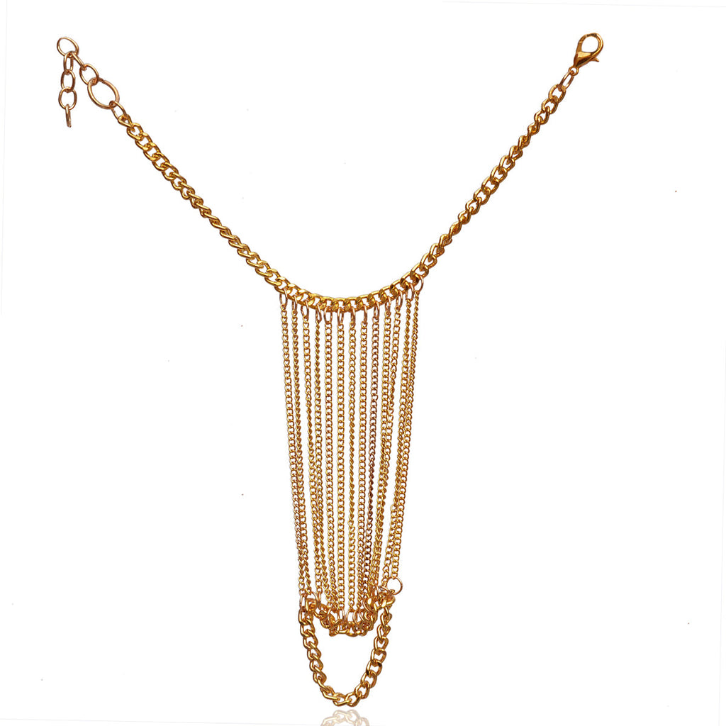 Gold-Plated Alloy Designer Hand Harness Bracelet - The Pari - Distacart