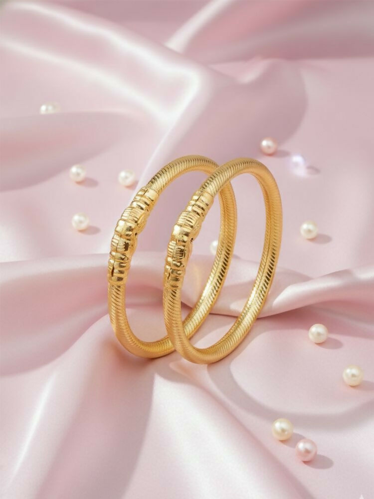 NVR Women Set of 2 Gold Plated Traditional Kada Bangle - Distacart