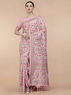 Light Pink Silk Blend Woven Design Saree With Unstitched Blouse Piece - Aloki