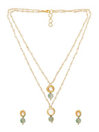 Ruby Raang Green Aventurine & Kundan Necklace with Studs