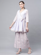 Ahalyaa Women Lavender Crepe Printed Kurta Palazzo Set - Distacart