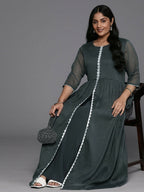 Ahalyaa Women's Traditional wear Ethnic Dress - Grey - Distacart