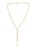 Beaded Pearl Drop One-Sided Layered Necklace - Ruby Raang