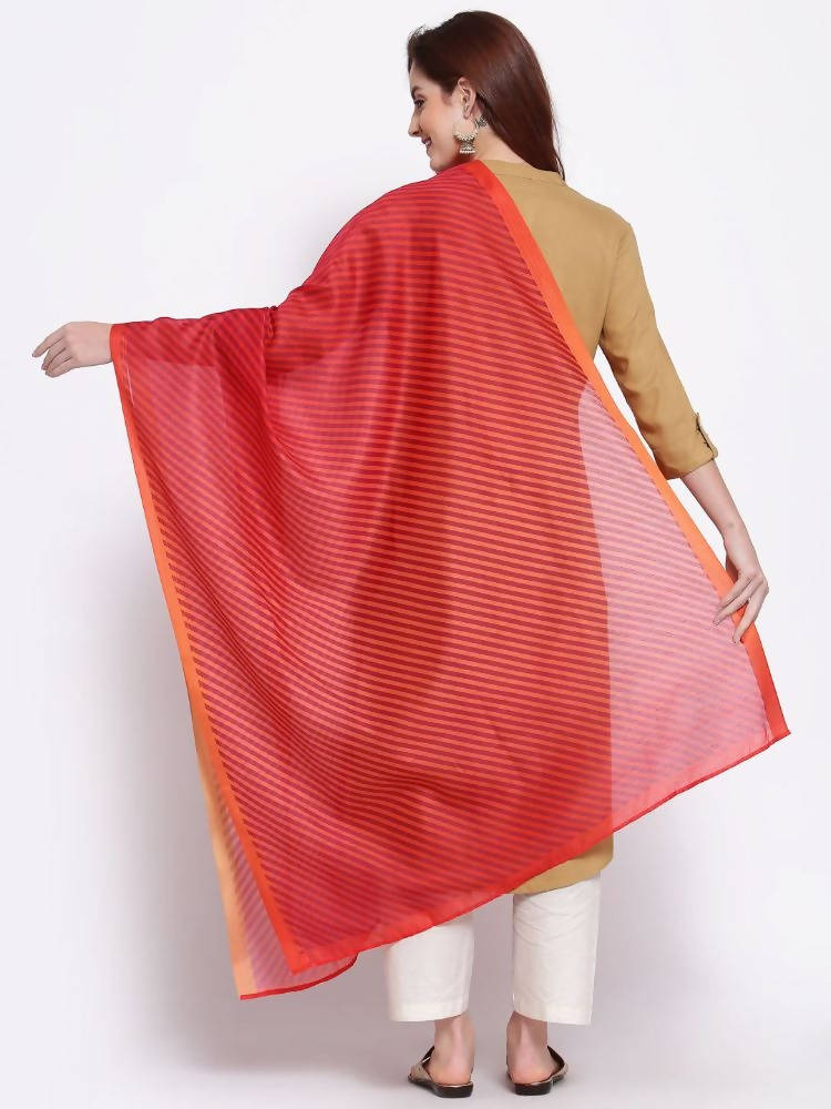 Myshka Women's Beautiful Red Cotton Silk Printed Casual Traditional Dupatta