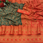 Vamika Green Printed Art Silk Saree