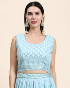 Blue Pure Viscose Georgette Sequence Embroidery work Lehenga Choli with Dupatta - Aakriti