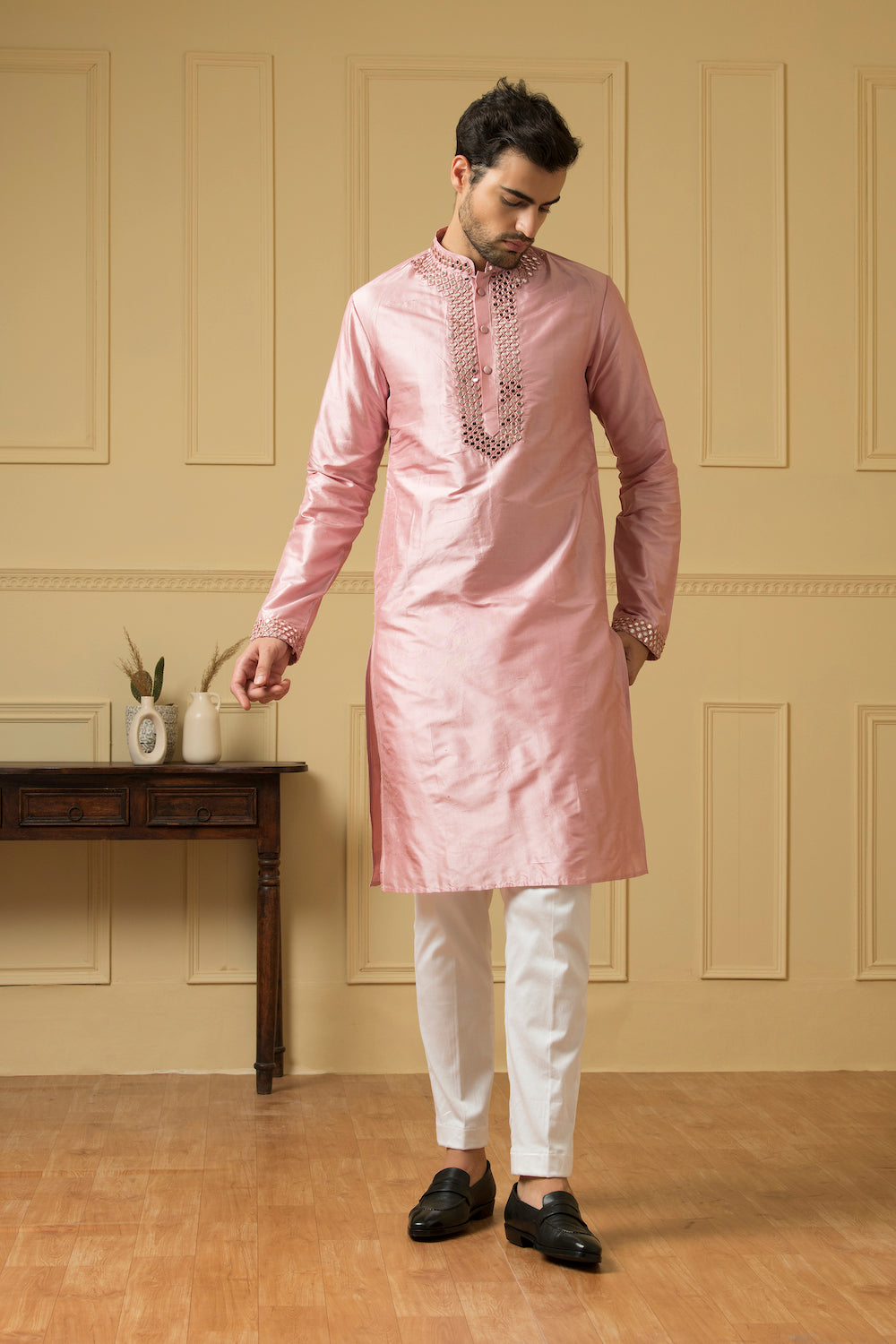 Pink Mirror Kurta by Hilo Design