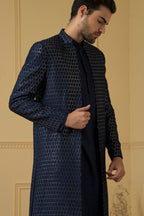 Azure Allure Designer Men's Indo western Set by Hilo Design
