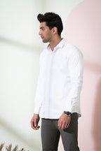Bianco Designer Men's Solid White Shirt by Hilo Design