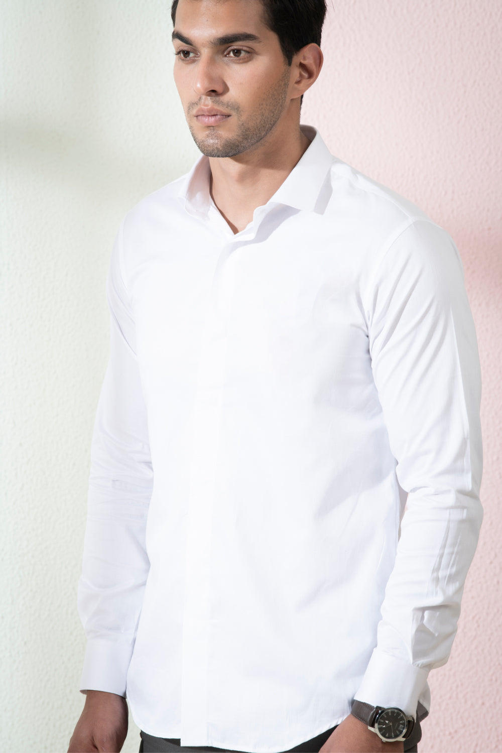 Bianco Designer Men's Solid White Shirt by Hilo Design