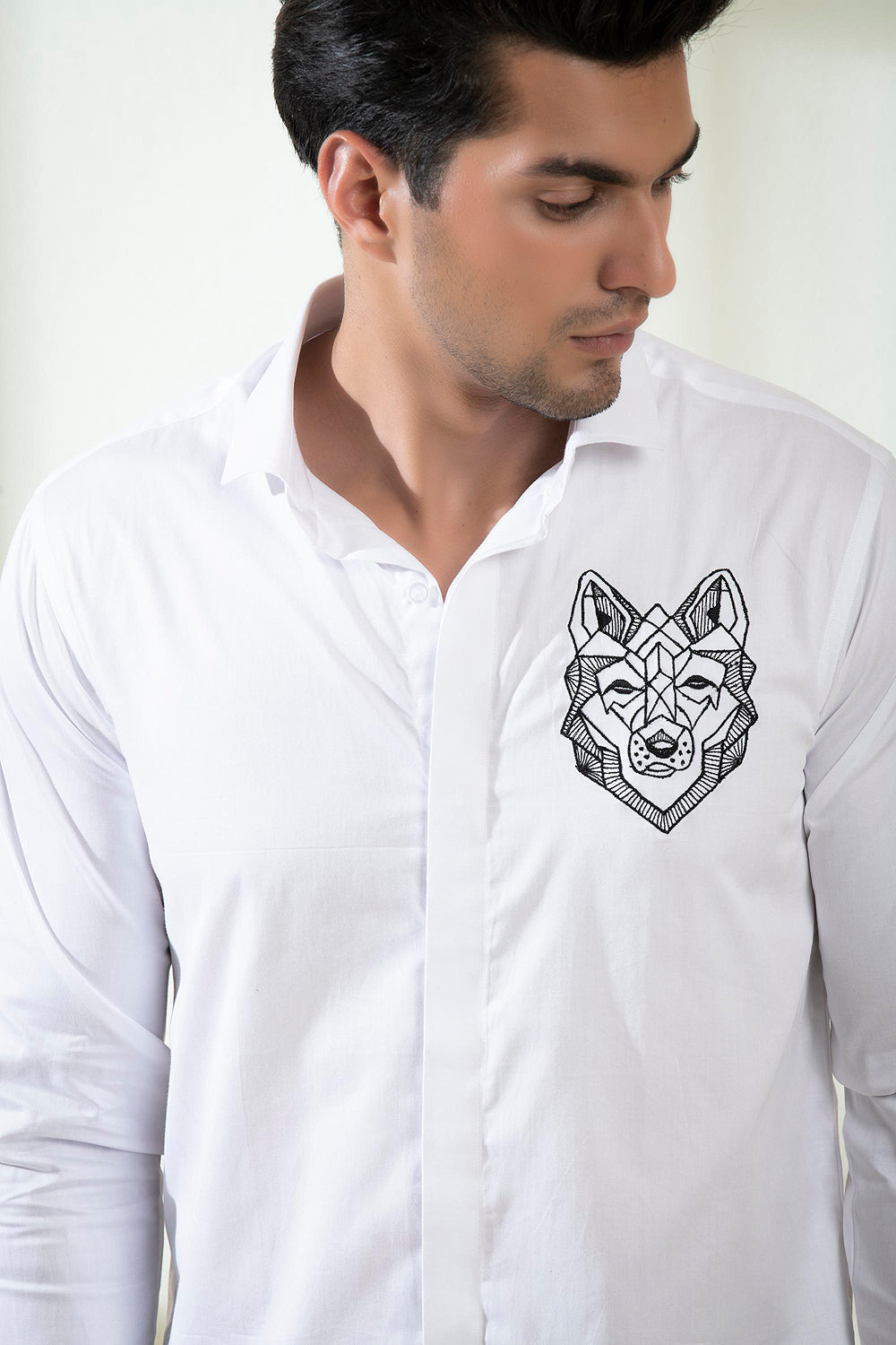 Bianco Wolf Designer Men's Shirt by Hilo Design