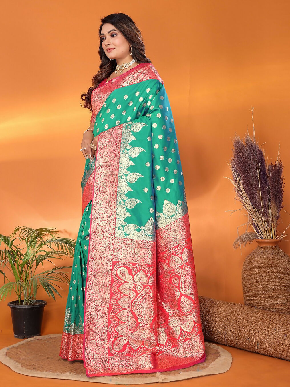 Joban Fashion Banarasi Light Green Woven Soft Silk Saree - Distacart