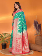 Joban Fashion Banarasi Light Green Woven Soft Silk Saree - Distacart