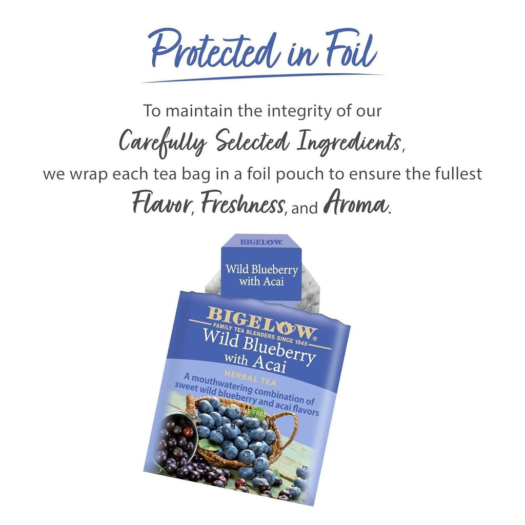 Bigelow Tea Wild Blueberry With Acai Herbal Tea With Freshness & Aroma Caffeine Free - Distacart
