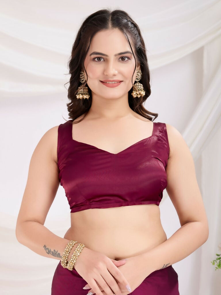 Maroon Rangoli Silk Diamond Work Ready To Wear Saree - Tamana