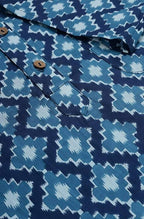 Janasya Men's Blue Cotton Kurta - Distacart