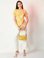 Myshka Women's Yellow Printed Top