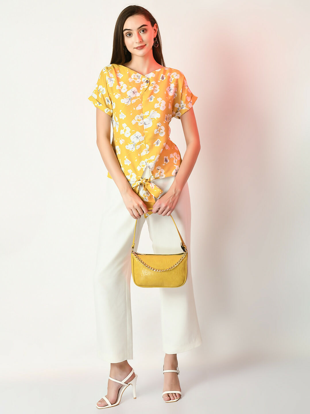 Myshka Women's Yellow Printed Top