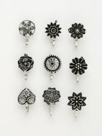 NVR Women's Set of 9 Silver-Plated German Silver Nose Pins