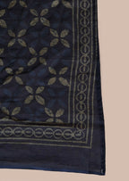 Miravan Women's Abstract Printed & Tasseles Angrakha Kurta With Blue Dupatta Set