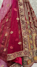 Jyoti Fashion Women's Rani Pink Velvet Fancy Dori, Zari with Multi Thread Embroidered Wedding Lehenga Choli