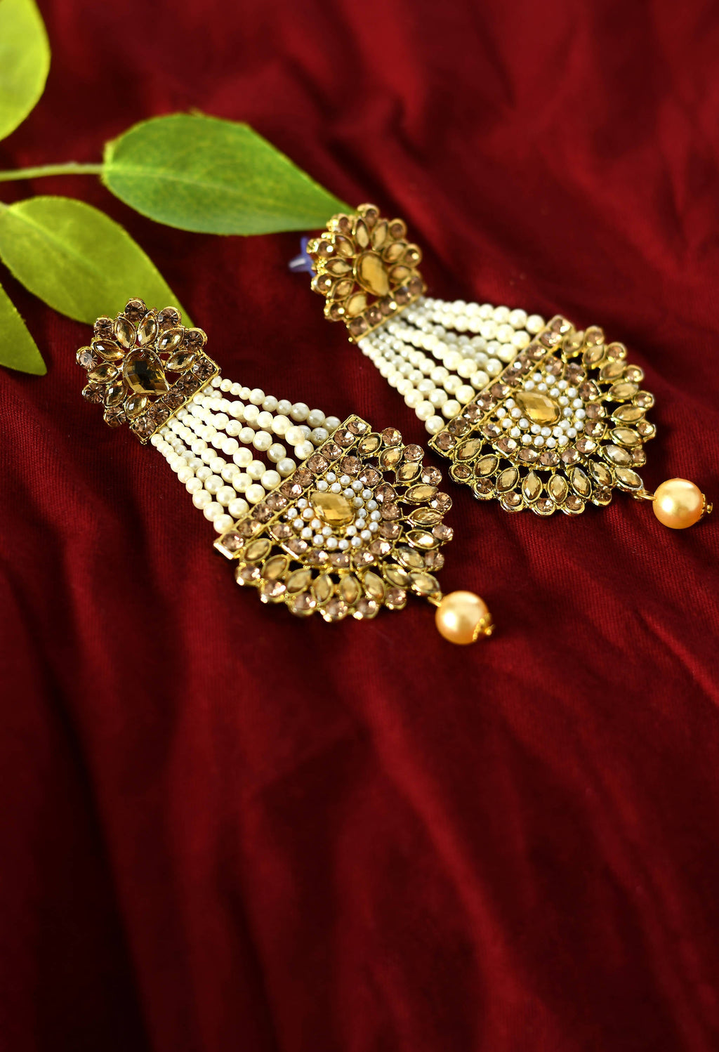 Mominos Fashion Johar Kamal Earrings With Kundan & Pearls Work - Distacart