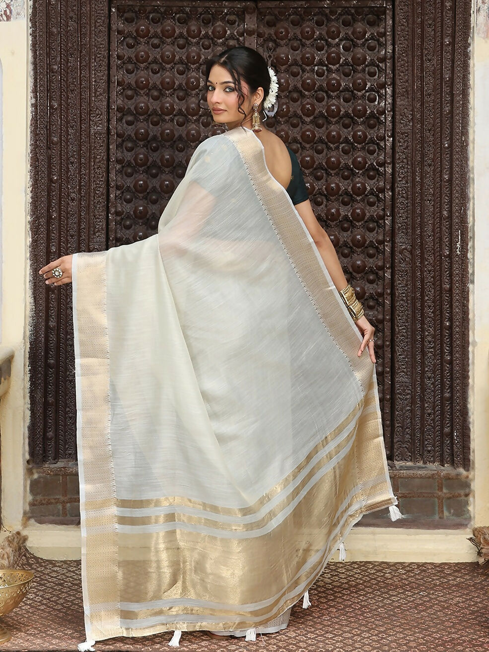 Shree Shyam Fashion Grey Cotton Saree - Distacart