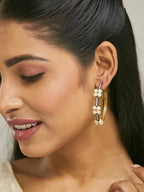 Nuyug 22K Gold-Plated Elegant Pearl Beaded Circular Hoop Earrings - Distacart