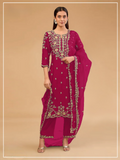 Anaita Maroon Vichitra Suit with Embroidered & Multi Thread Zari Work - Distacart