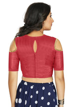 Aastha Fashion Women's Gajri Art Silk Cold Shoulder Sleeve Readymade Blouse