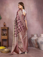 Aastha Fashion Purple Soft Organza Silk Weaving Saree - Distacart