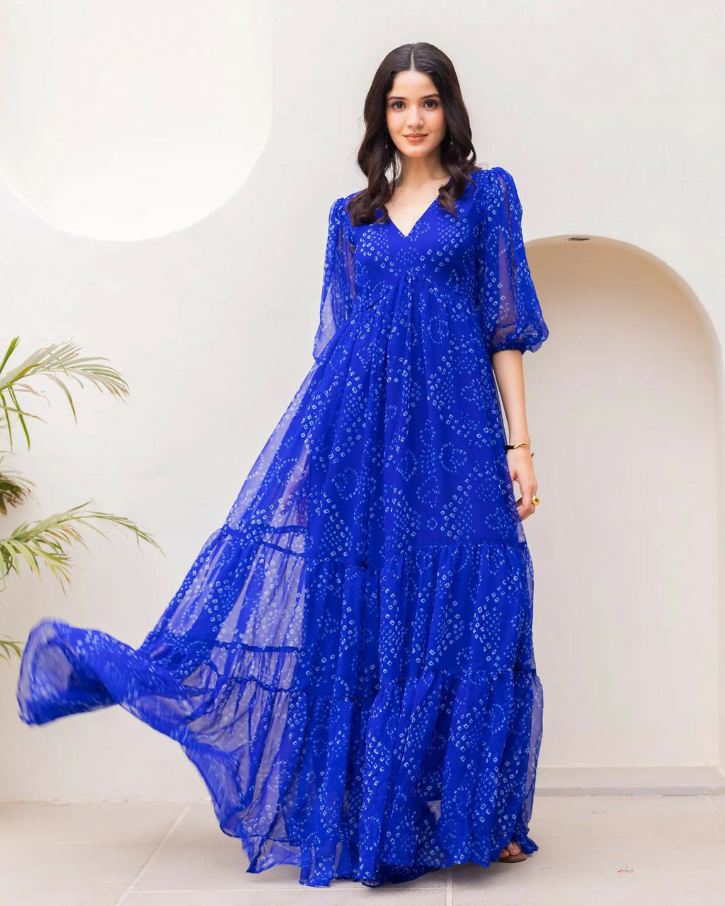 Aayaa Designer crape hand work Multi indo western - Blue - Distacart