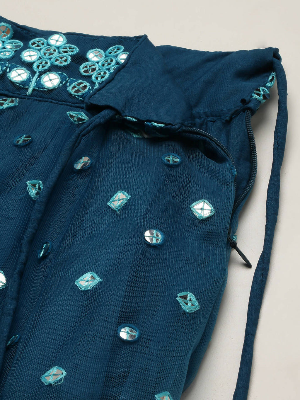House of Panchhi Teal Net Sequinse Work Lehenga & Blouse, Dupatta