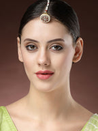 NVR Women's Gold-Polished CZ Stone-Studded Borla Maang Tikka - Distacart