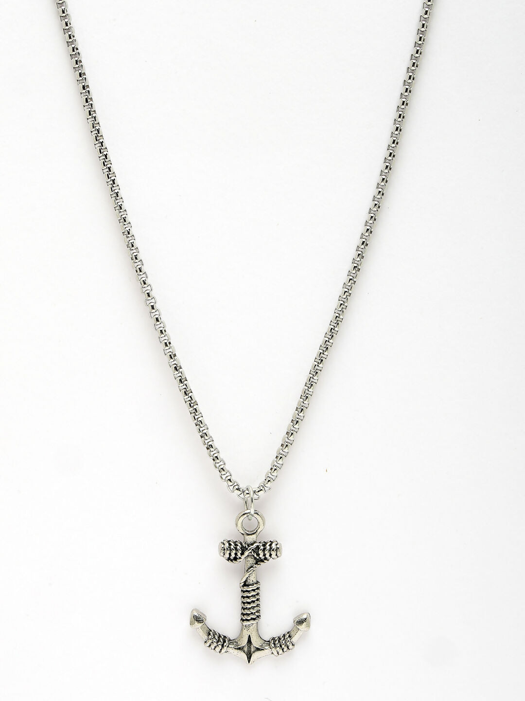 NVR Men's Silver-Plated Stainless Steel Pendant with Chain