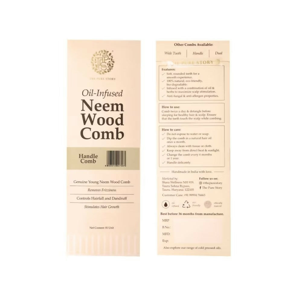 The Pure Story Oil Infused Neem Wood Handle Comb - Distacart