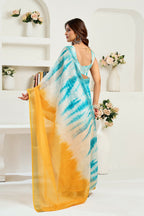 Vastranavya Multi Digital Printed Linen Ready To Wear Designer Saree with Unstitched Blouse - Distacart