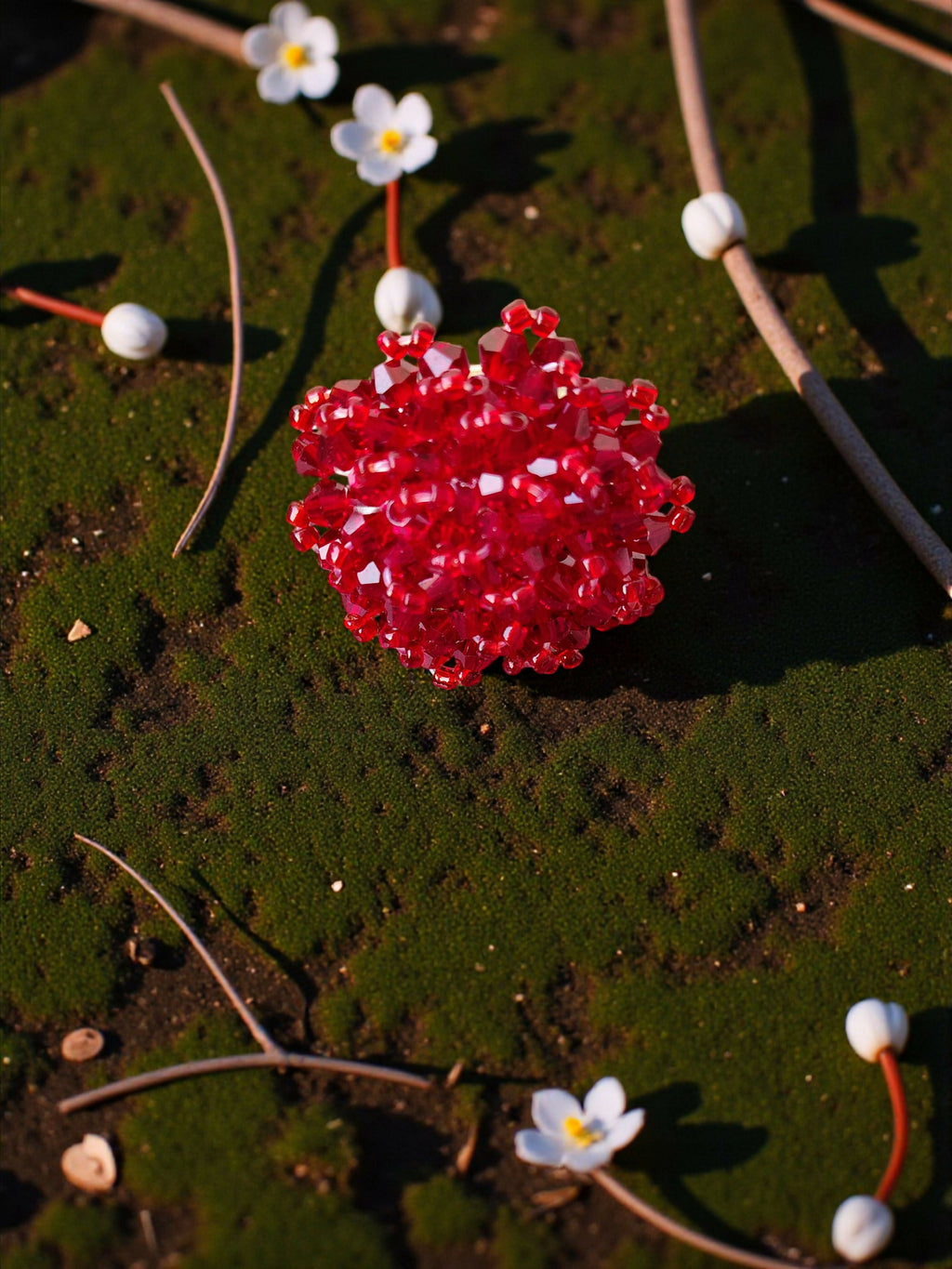 Inhanns Rang-E-Roshan Adjustable Ring – Handmade Crystal Statement Ring - Maroon 2