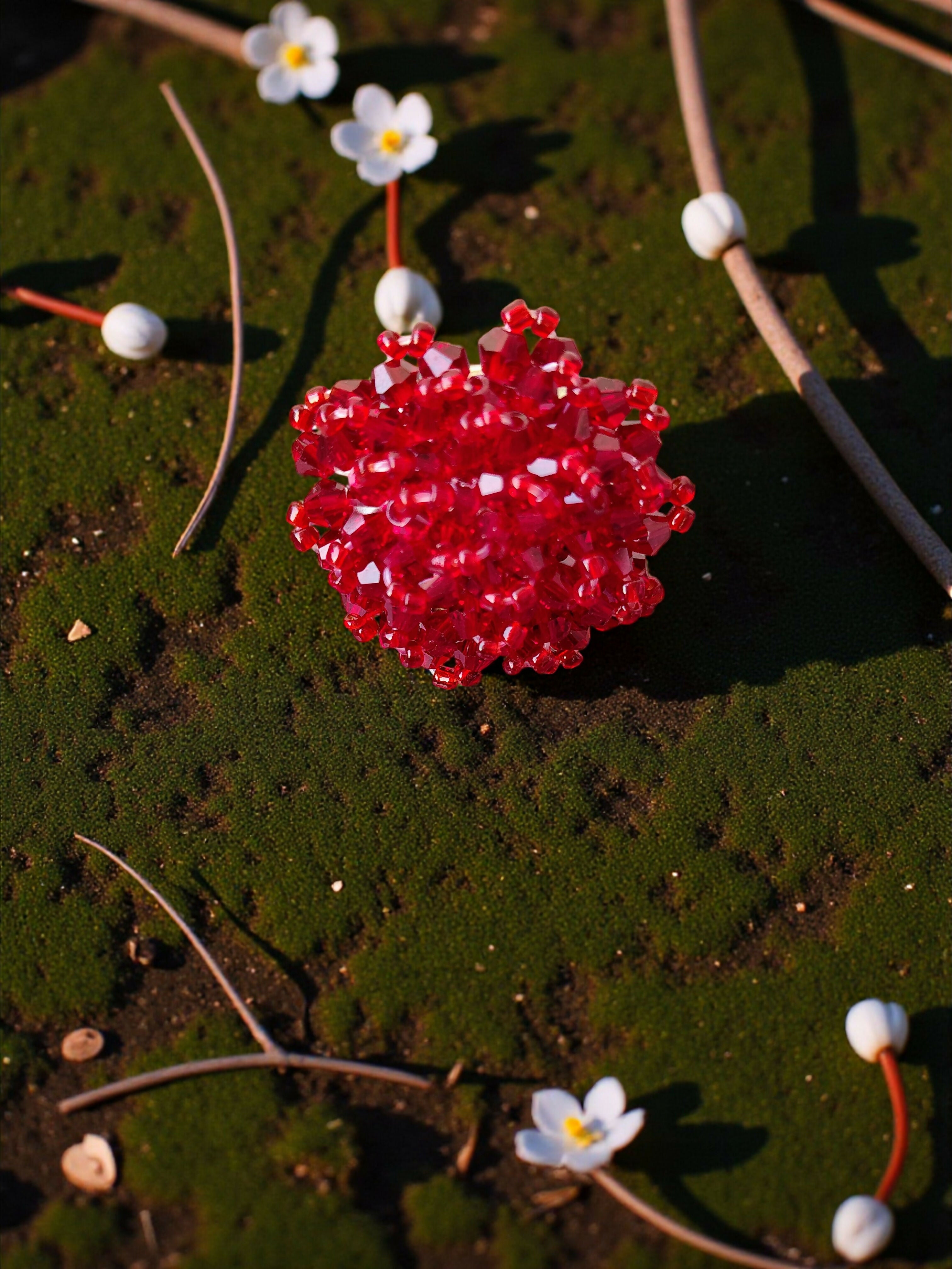 Inhanns Rang-E-Roshan Adjustable Ring – Handmade Crystal Statement Ring - Maroon 2
