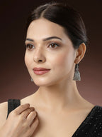 NVR Women's Silver-Toned German Silver Oxidised Dome Shaped Jhumka Earrings - Distacart