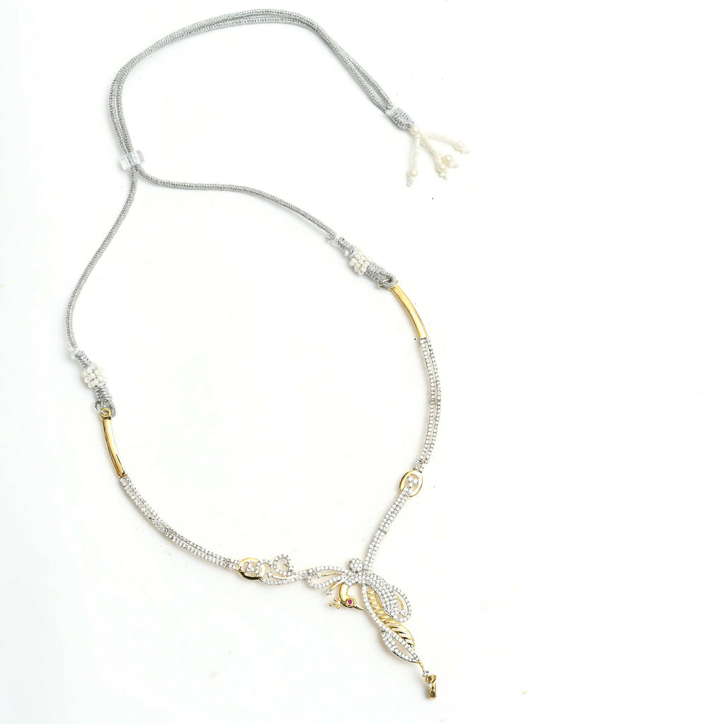 Mominos Fashion Johar Kamal Silver-Plated American Diamond Choker Set - Distacart