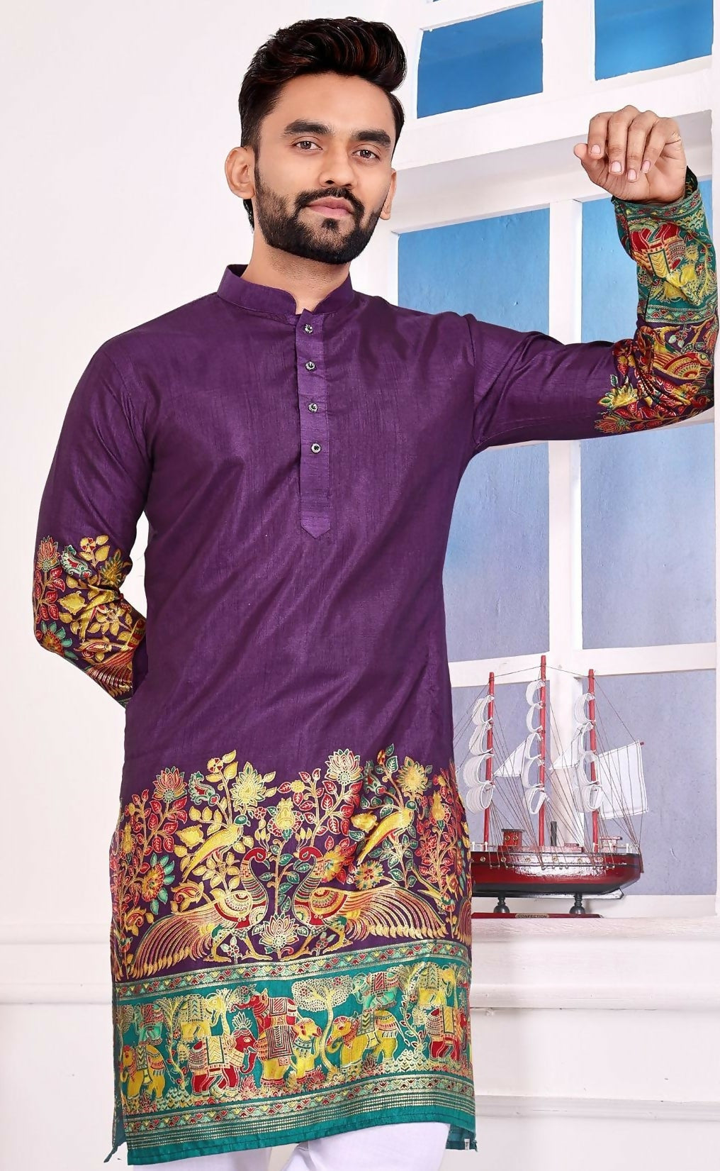 Anaita Purple Dola Silk Straight Kurta With Foil Work - Distacart