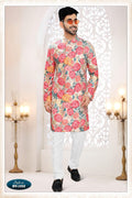 Joban Fashion Men's Cream Base Straight Silk Thread And Sequence Embroidery All Over Kurta Set
