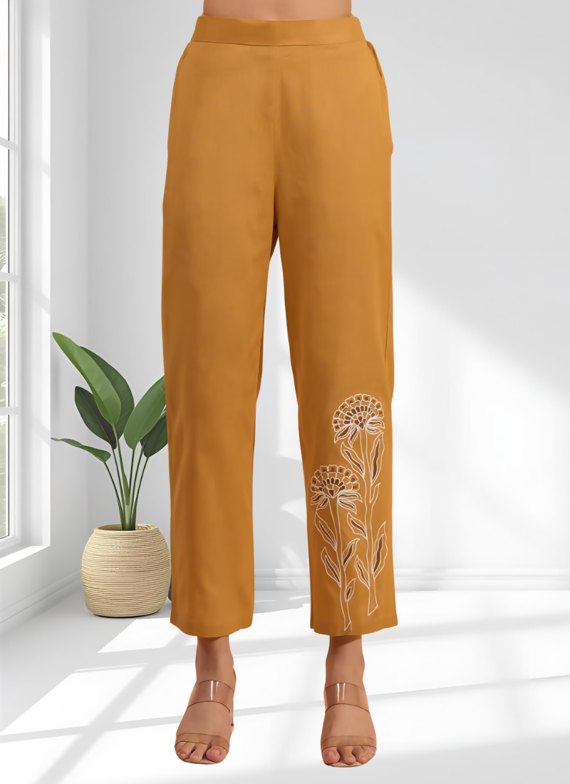 Joban Fashion Coral Cotton, Linen Embroidered Readymade Cord Set - Distacart