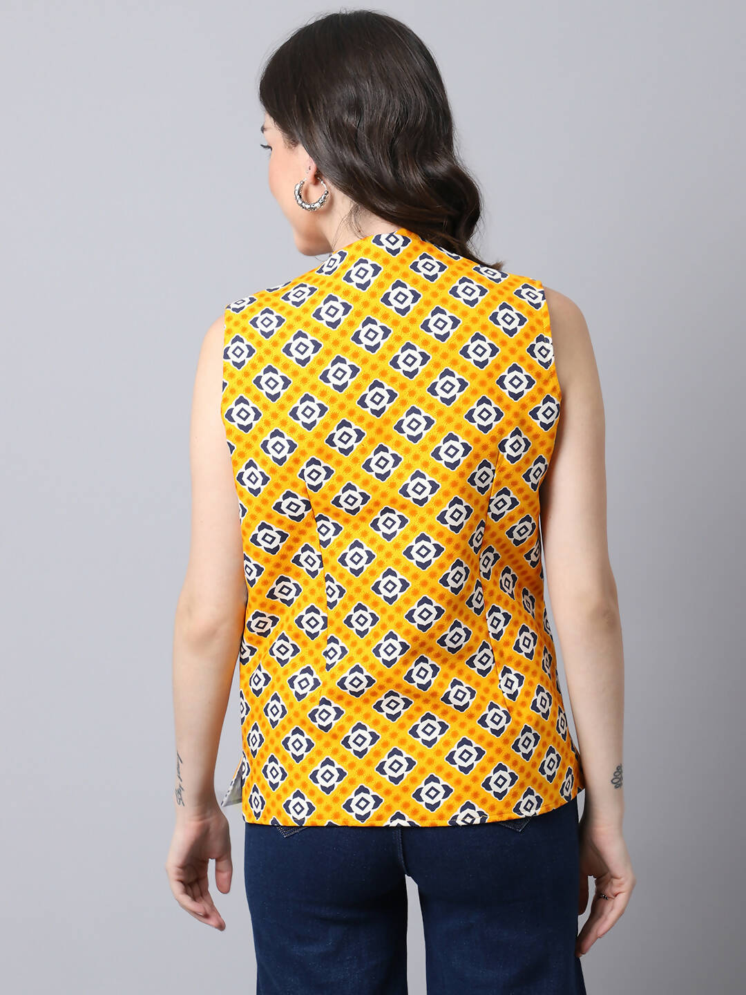 Even Apparels Yellow 100% Viscose Rayon Open Front Gillet - Distacart
