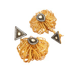 Nuyug 18K Gold-Plated Stones & American Diamond Studded Contemporary Wire Drop Earrings - Distacart