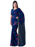 Mimosa Women's Navy Blue Banarasi Chiffon Saree - Distacart
