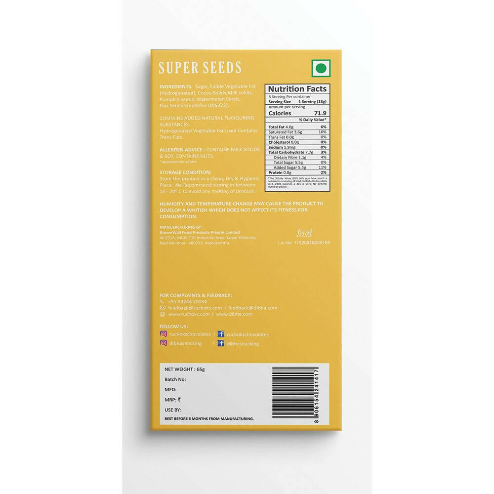 Dibha Ruchoks Valentines Special Super Seeds Chocolate Bars - Distacart