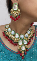 Joban Fashion Hand Made High Quality Gold Plated Base Metal Alloy Kundan Stone Studded Kundan Jewellery Set